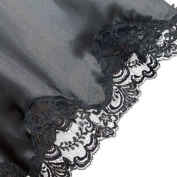 NWT Vintage 90s Wondermaid Black Satin Lace Bust Sexy Full Slip Dress Size 38 - Picture 6 of 12